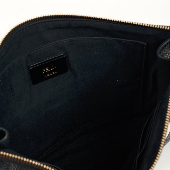 Fendi Monster Black Pebbled Leather Large Clutch - Picture 10 of 12